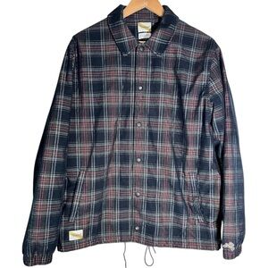 Tracksmith Plaid Shirt Jacket - Black and Red